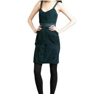 Burberry London dress Mini Silk dark Emerald green silk, US 8/UK 10/ IT 42
